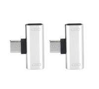 HUSHUI Adaptador de Cargador de de Aluminio Divisor Convertidor Tipo C 2 en 1 para Llamadas de Música Remotas 2 Piezas Plateadas (Plata)