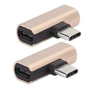 HUSHUI Adaptador de Cargador de de Aluminio Divisor Convertidor Tipo C 2 en 1 para Llamadas de Música Remotas 2 Piezas Plateadas (Oro)