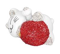 HUSHUI Adornos de Gato de la Suerte, Brazo Agitador de Energía Solar, Estatua de Gato de la Fortuna, Decoración de Plástico Hecha a Mano, con Acabado Brillante y (Gato Afortunado de Orejas Blancas)