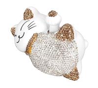 HUSHUI Adornos de Gato de la Suerte, Brazo Agitador de Energía Solar, Estatua de Gato de la Fortuna, Decoración de Plástico Hecha a Mano, con Acabado Brillante y (Gato Afortunado de Orejas Amarillas)