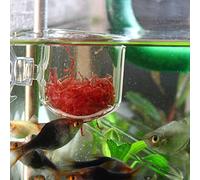 HUSHUI Alimentador de Acuario Transparente, Taza de Alimentación de Peces con Ventosa Premium, para Tanque de Agua de Mar, Pequeños Peces Tropicales (Taza con Hendidura de Vidrio)