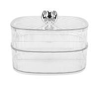 HUSHUI Bandeja para Refrigerios, Bandeja para Servir de Plástico Dividida de 2 Capas con Cubierta a Prueba de Polvo, para Dulces, Frutas Secas, Nueces, Postres, Reuniones Familiares