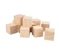HUSHUI Bloques de Madera sin Terminar, Cubos de Madera de Pino Lisos y Duraderos para Manualidades, Decoración del Hogar, 12 Uds.