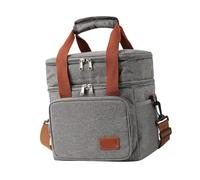 HUSHUI Bolsa de Almuerzo Aislada, Bolsa Refrigeradora a Prueba de Fugas de 3 Capas con Correa de Hombro Ajustable para Acampar, Viajar, Playa, Picnic, Trabajo (Gris)