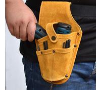 HUSHUI Bolsa de Cintura para Herramientas Eléctricas, Kit de Herramientas de Almacenamiento Multifuncional Duradero Amarillo para Trabajos de Construcción, Cuero de Vaca, 11 X 3,9 X 6,7 Pulgadas