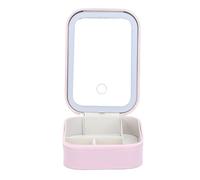 HUSHUI Bolsa de Maquillaje con Espejo LED,Caja de Almacenamiento de Joyería Portátil,Estuche de Tocador de Maquillaje con Pantalla Táctil Regulable Almacenamiento de Maquillaje