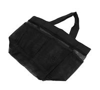 HUSHUI Bolsa de Playa de Malla Grande para Viajes, Organización de Artículos de Tocador y Elementos Esenciales para Mujeres, Material de Nailon Negro