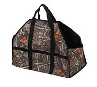 HUSHUI Bolsa para Leña de Gran Capacidad con Asa Resistente para Acampar Al Aire Tela Oxford 600D Camuflaje de Hojas Tamaño 45.5x61x29cm