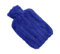 HUSHUI Botella de Agua Caliente de Goma de 2000ML, Aislante con Cubierta de Punto Extraíble para Aliviar el Dolor y Calentar, Labio Antipulverización de Boca Ancha (Azul oscuro)