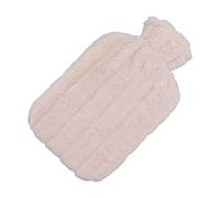 HUSHUI Botella de Agua Caliente de Goma de 2000ML, Aislante con Cubierta de Punto Extraíble para Aliviar el Dolor y Calentar, Labio Antipulverización de Boca Ancha (Beige)