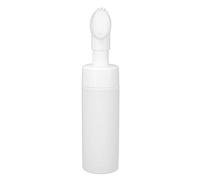 HUSHUI Botella de Espuma Limpiadora Facial Blanca con Cepillo de Silicona - Limpieza Profunda de Poros, Práctico Recipiente de Mousse Recargable para el Cuidado Diario de la Piel - 1 Unidad (150ML)
