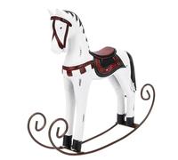 HUSHUI Caballo Balancín de Madera Hecho a Mano, Exquisito Juguete para Regalo, Ideal para Niños y Coleccionistas, Decoración Pintada de Troncos Nórdicos (Blanca)