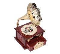 HUSHUI Caja de Música de Gramófono, Cajilla de Música de Estilo Retro Mecánico de Relojes Vintage con Material de ABS Artesanal, para Decoraciones de Escritorio de Mesa en Casa (Gramófono marrón)