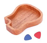 HUSHUI Caja de Púas de Guitarra de Madera Caja de Púas en Forma de Guitarra de Caoba Accesorios para Instrumentos Musicales