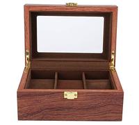 HUSHUI Caja Expositora de Relojes de Madera, Caja de Almacenamiento de Relojes con Ventana Transparente de 3 Rejillas con Bisagras de Metal e Interior de Franela, para Protección de