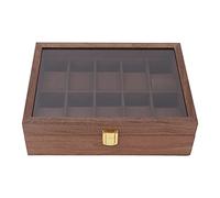 HUSHUI Caja para Relojes con Tapa Transparente y 10 Compartimentos para Almacenamiento de Joyas y Relojes, Terciopelo Cuero PU de Primera Calidad, 26,5 X 20 X 8 Cm