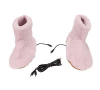 HUSHUI Calentador de Pies con Calefacción Eléctrica, Zapatos Calentadores de Felpa con Carga USB y Forro Suave, para el Hogar y el Coche en el Frío Invierno (Rosa)