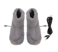 HUSHUI Calentador de Pies con Calefacción Eléctrica, Zapatos Calentadores de Felpa con Carga USB y Forro Suave, para el Hogar y el Coche en el Frío Invierno (Gris)