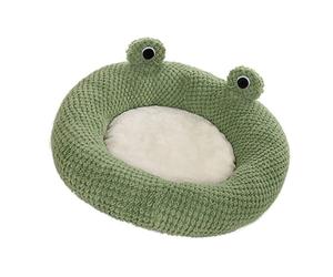 HUSHUI Cama para Gatos con Rana Verde, Cama para Mascotas de Felpa con Fondo Impermeable, Antideslizante, Lavable, con Borde Elevado para Soporte del Cuello, para Dormir para Perros y (M)