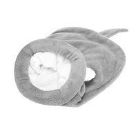 HUSHUI Cama Suave de Felpa para Mascotas, Saco de Dormir Cálido y Cómodo con Gran Espacio Interior para Gatos y Perros, Decoración del Hogar con Diseño de Dibujos Animados (Gris M)