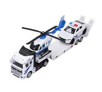 HUSHUI Camión de Plataforma Plana de Transporte, Modelo de Vehículo Portador de Automóviles de Aleación con Avión para Niños, Juegos en Interiores y Exteriores, Juguete de Rescate de