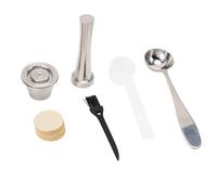 HUSHUI Cápsula de café Reutilizable POD Botthed Acero Inoxidable Tamper de café con 100 Papeles de Filtro 2 Cucharas para la Oficina en Casa