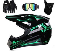 HUSHUI Casco de Motocross, Casco Profesional de Motocross Motocross Dirt Bike Off Road Conjunto de Cascos de Moto Casco Integral con Gafas Guantes Cubierta Facial, Casco de Motocicleta