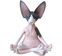 HUSHUI Cat Meditate, Figura Coleccionable, Meditación Sphynx Cat Estatua Coleccionable Zen Yoga Pose Buda Estatua de Gato para decoración de Oficina en casa