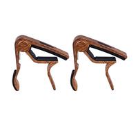 HUSHUI Cejilla de Guitarra de Madera, 2 Piezas Cejilla de Guitarra Acústica Almohadilla de Goma de Madera Cejilla de Guitarra Eléctrica Profesional Ajustable con 5 Púas (Veta de