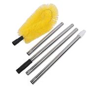 HUSHUI Cepillo de Limpieza de Canaletas, Varillas de Acero Inoxidable Ajustable con Cepillo de Nylon para Restos de Hojas de Techo, No Se Necesita Escalera