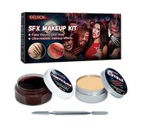HUSHUI Cera para Cicatrices de Halloween, Kit de Gel de Sangre Falsa, Maquillaje, Cera para la Piel, Efectos Especiales, Escenario de Halloween, Cicatriz de Moldeo de Heridas