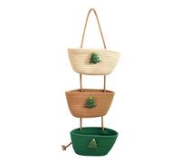 HUSHUI Cesta de Almacenamiento Colgante de 3 Niveles, Organizador Colgante de Cuerda de Algodón Desmontable con Decoración de árbol de Navidad, para el Hogar, Dormitorio, Baño, Oficina, (Beige Caqui