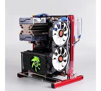 HUSHUI Chasis con Marco de Aluminio Abierto para Plataforma de Prueba Vertical de Overclocking de Bricolaje: Construcción Compacta y Liviana para Entusiastas de la PC (Roja)