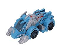 HUSHUI Coche de Dinosaurio Eléctrico con Luces LED y Música, Función de Pulverización de Niebla Transformadora para Niños, Material Plástico Duradero (Azul)