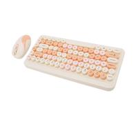 HUSHUI Combinación de Teclado y Mouse Inalámbricos 2.4G, Diseño Retro de Teclas Redondas con Chips de Alto Rendimiento y Configuraciones de dpi Ajustables, para Uso Doméstico y de (Naranja)