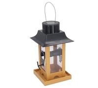 HUSHUI Comedero Solar para Pájaros, Comedero para Pájaros Colgante de Plástico PVC para Exteriores con Luz Incorporada para Patio Trasero, Jardín, Panel Transparente de Fácil Recarga