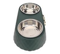 HUSHUI Cuencos Dobles para Mascotas, Cuencos de Agua y Comida Antideslizantes de Acero Inoxidable con Soporte para Perros y Gatos Pequeños y Medianos (Verde Oscuro)