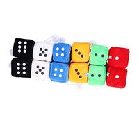 HUSHUI Dados Colgantes Decorativos de Felpa, Dados Peludos, Bonito Colgante para Bolsa para Coches y Camiones, Hecho de Suave Pleuche y Esponja, 12 Uds.
