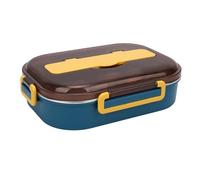 HUSHUI de 4 Compartimentos, Caja Bento de Acero Inoxidable a Prueba de Fugas con Tazón de Sopa y Palillos de Cuchara, para Preparación de Comidas de Viaje, Escuela y Oficina (amarilla)