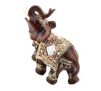HUSHUI Escultura de Estatua de Elefante Lucky Feng Shui para Decoración del Hogar y Mejora de la Riqueza, Hecha a Mano de Resina, Figura de Regalo de 6 Pulgadas (Grano de Madera de