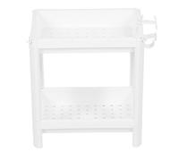 HUSHUI Estante de Torre de Baño, Organizador de Estante de Almacenamiento de Plástico, Estantería Multifuncional para Sala de Estar, Dormitorio, Cocina (2 Capas)