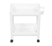HUSHUI Estante de Torre de Baño, Organizador de Estante de Almacenamiento de Plástico, Estantería Multifuncional para Sala de Estar, Dormitorio, Cocina (2 Capas (con Ruedas))