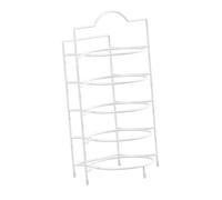 HUSHUI Estante para Almacenamiento de Platos de 5 Niveles, Marco de Acero Resistente, Organizador de Platos de Cocina con Gancho Adhesivo para Ollas Calientes, Cenas, Fiestas, (5 Niveles Blanco +