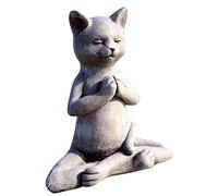 HUSHUI Estatua de Buda de Perro Gato meditando, Estatua de Gato de Buda, Postura de oración Zen, decoración Conmemorativa para el hogar, decoración de meditación, decoración de Yoga