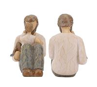 HUSHUI Estatua de padre e hijo, estatuilla familiar de resina realista pintada a mano con artesanía exquisita, para estantería mantel decoración de mesa