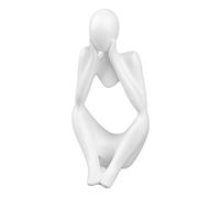 HUSHUI Estatua de Pensador de Resina, Escultura de Figura de Pensador Abstracto con Diseño Hueco para Decoración de Sala de Estar y Oficina (Foco Blanco)