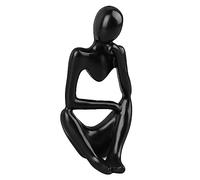 HUSHUI Estatua de Pensador de Resina, Escultura de Figura de Pensador Abstracto con Diseño Hueco para Decoración de Sala de Estar y Oficina (Negro Izquierda)