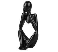 HUSHUI Estatua de Pensador de Resina, Escultura de Figura de Pensador Abstracto con Diseño Hueco para Decoración de Sala de Estar y Oficina (Enfoque Negro)