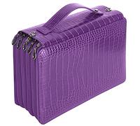 HUSHUI Estuche para Lápices con Cremallera de 5 Capas, Bolsa de Almacenamiento para Bolígrafos de Gran Capacidad para Estudiantes, 252 Ranuras, Material de PU Elegante y Duradero (Púrpura)