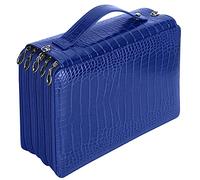 HUSHUI Estuche para Lápices con Cremallera de 5 Capas, Bolsa de Almacenamiento para Bolígrafos de Gran Capacidad para Estudiantes, 252 Ranuras, Material de PU Elegante y Duradero (Azul Oscuro)